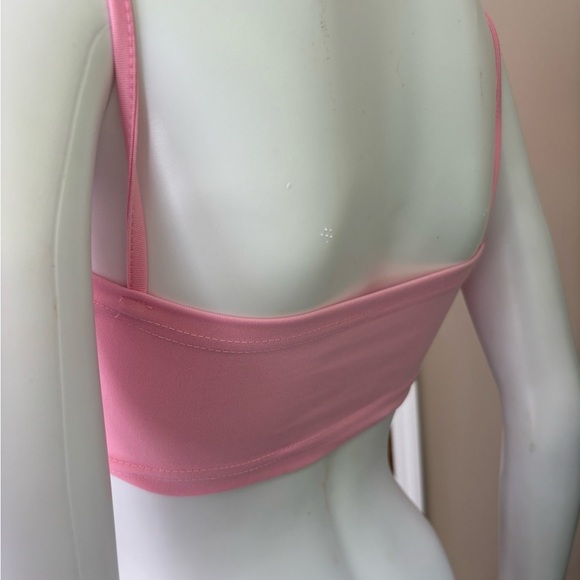 NWOT Pink  Feathered Crop Top - Picture 4 of 5